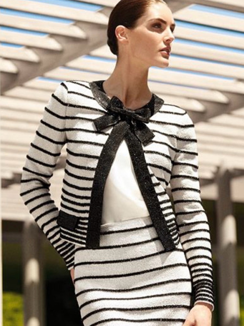 St. John Couture Striped Evening Jacket Cardigan